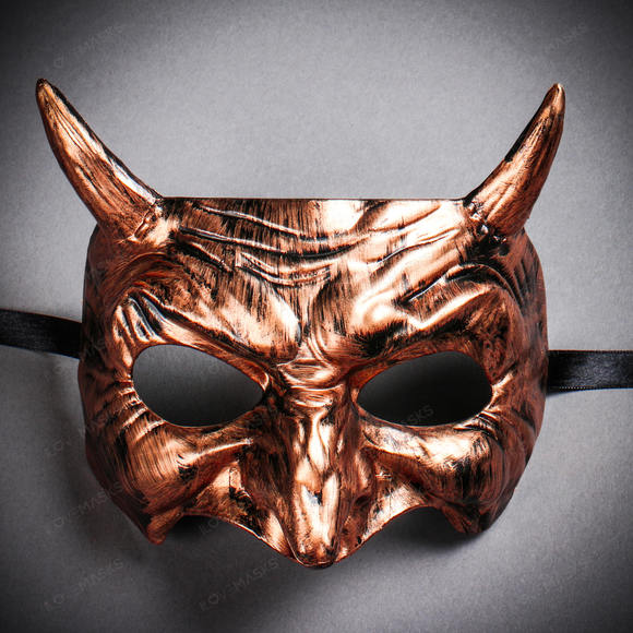Goblin Devil Short Horn Eyes Mask - Black Copper - Picture 2 of 4